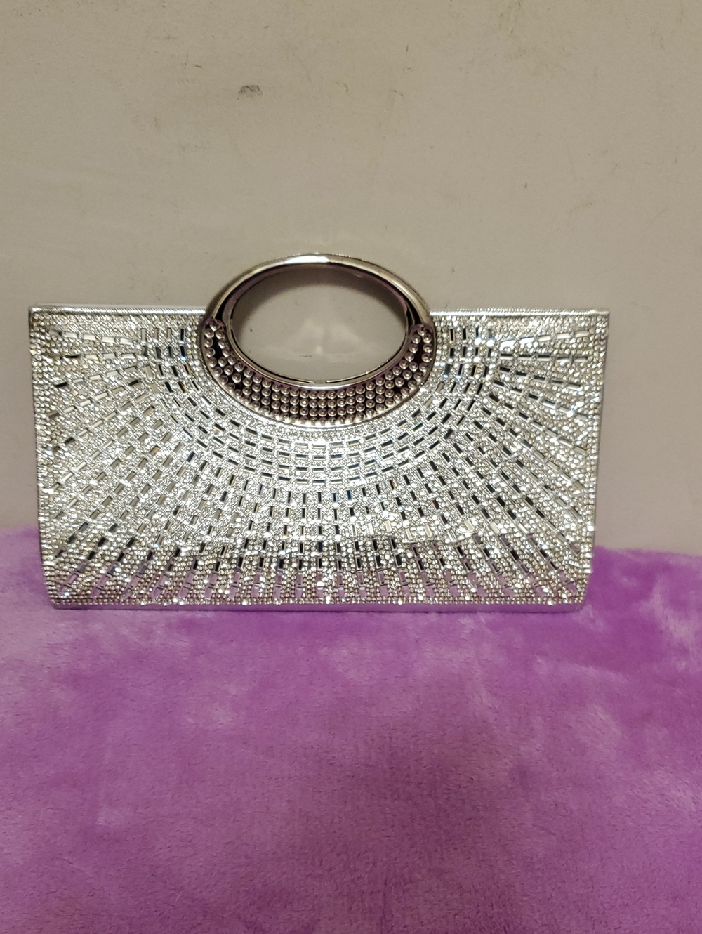 PrettyLittleThing Silver Crystal Embellished Clutch